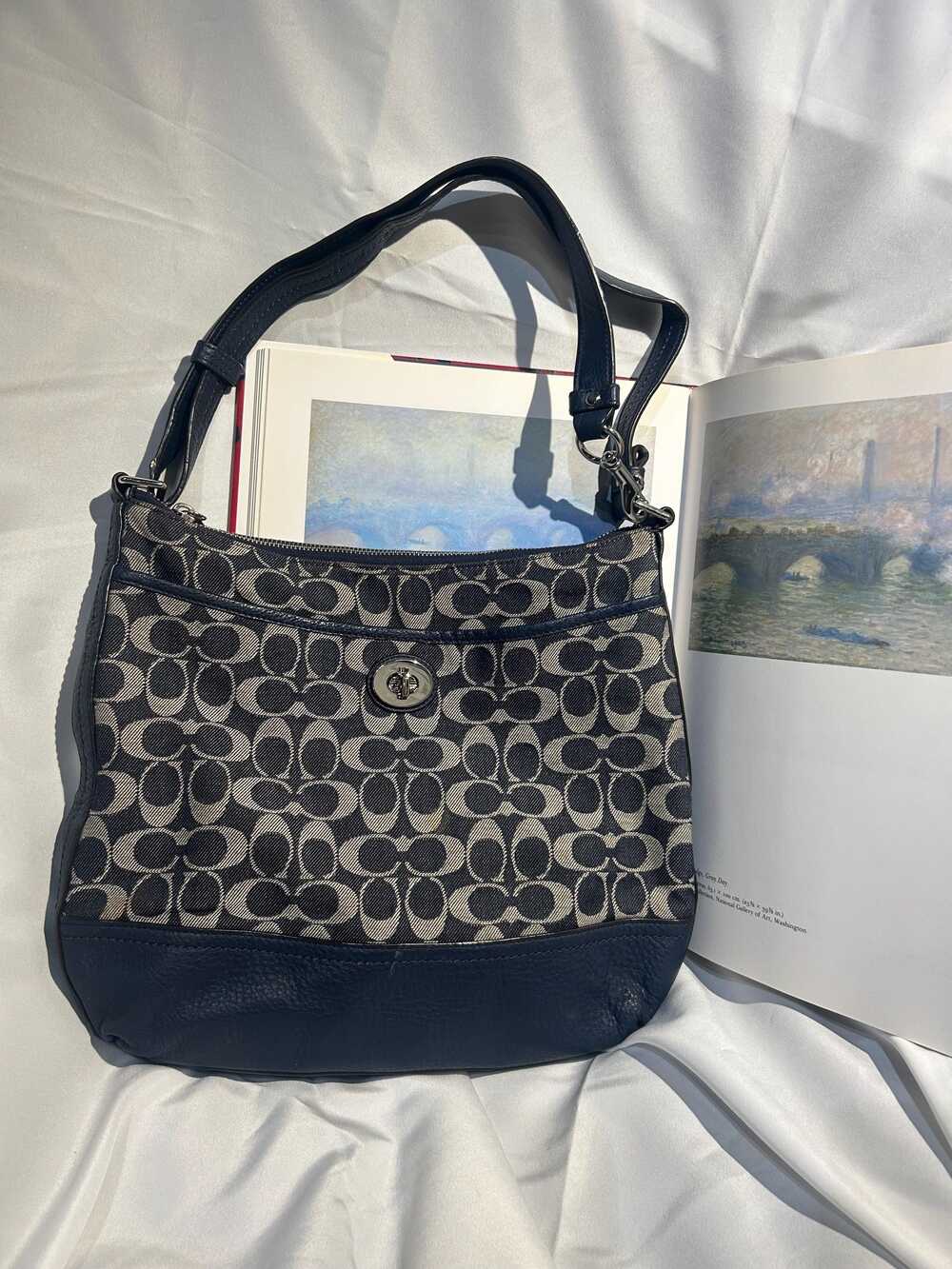 Vintage Coach blue in demin Turnlock Handbag
